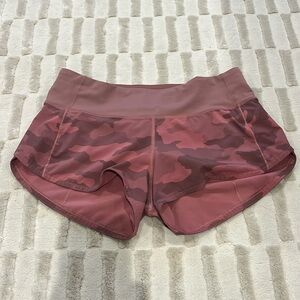 Lululemon pink camo speed short size 2
